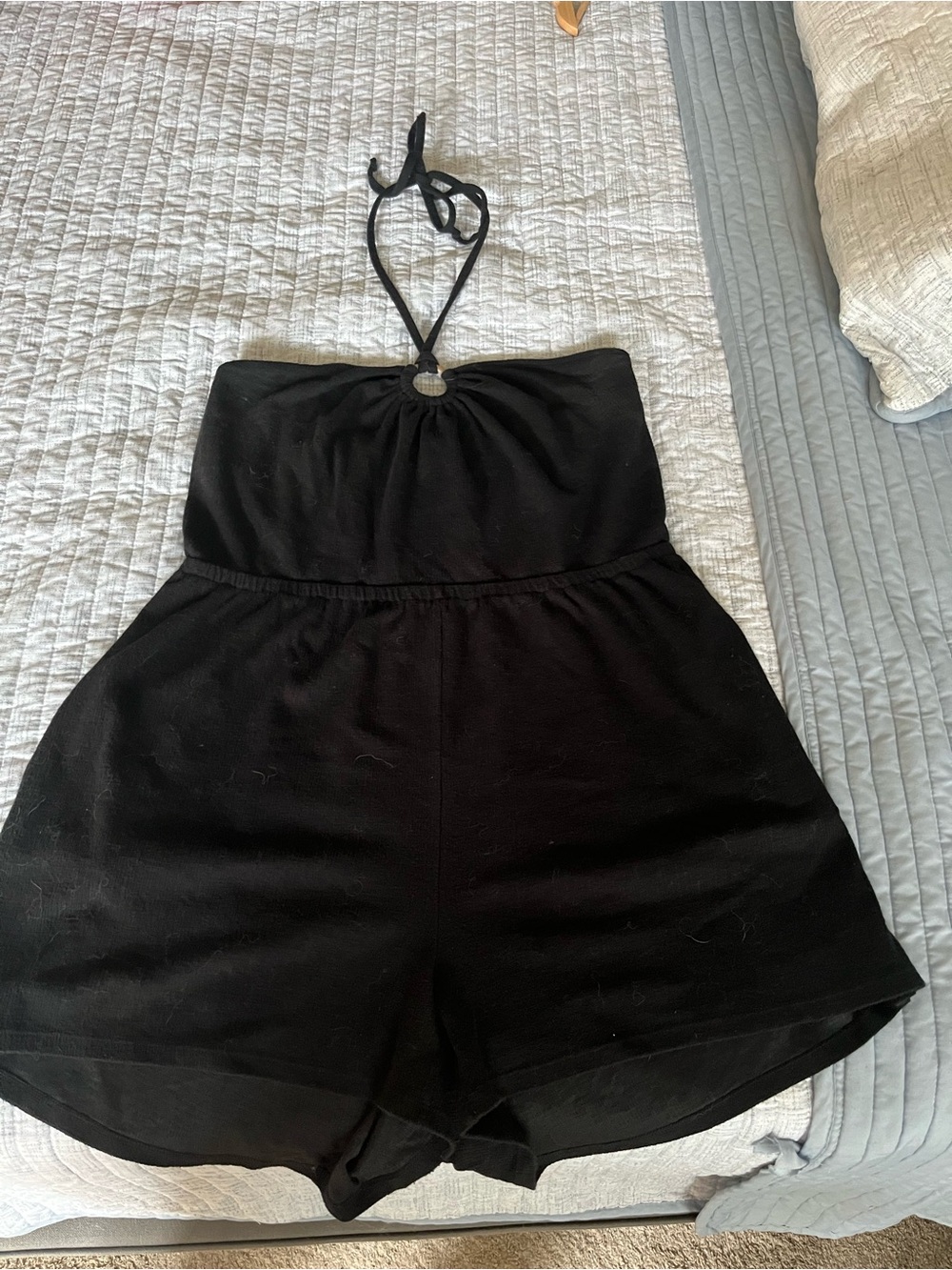 Old Navy Black Halter Romper with Ring Accent